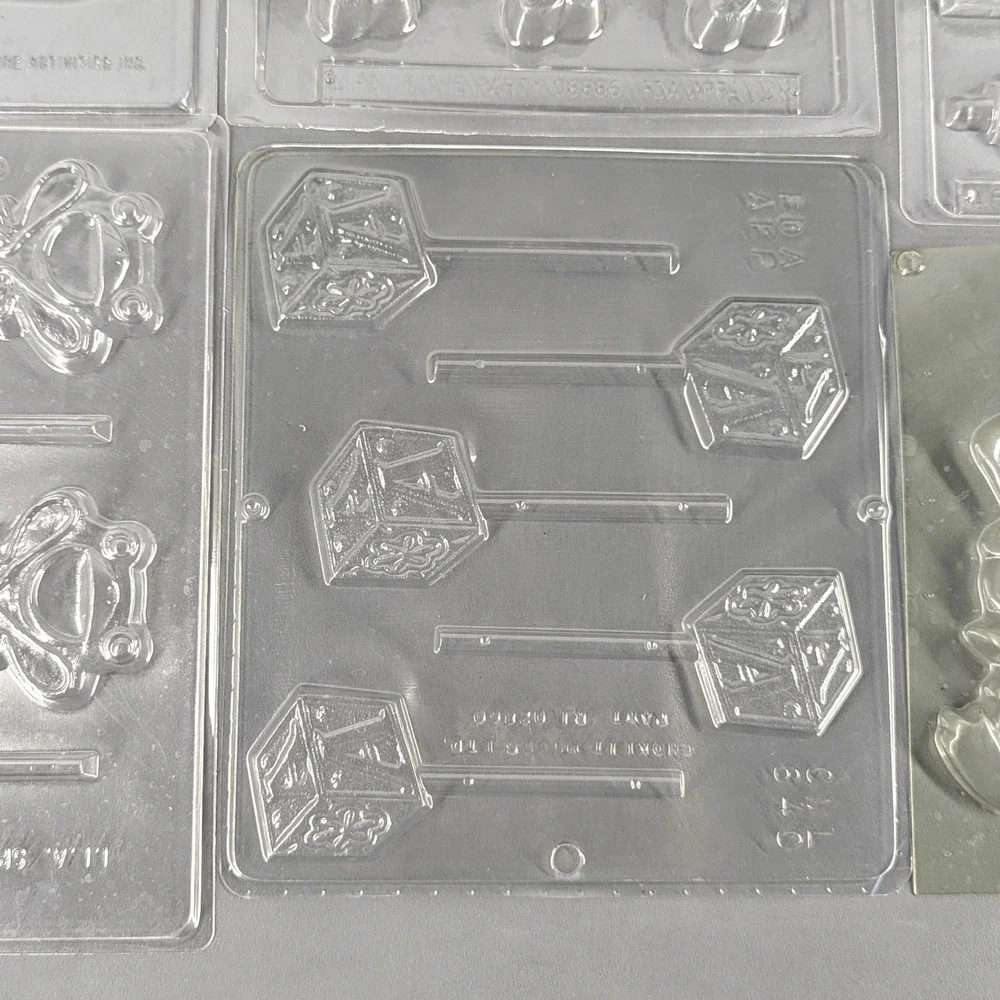Vintage Plastic Chocolate Candy Mold Lot Butterfly Frog Syringe Block Croc